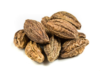 Pile of harde pods isolated on a white background