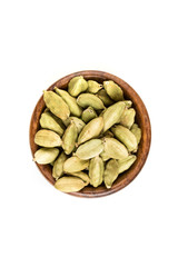 Pile of cardamom pods isolated on a white background
