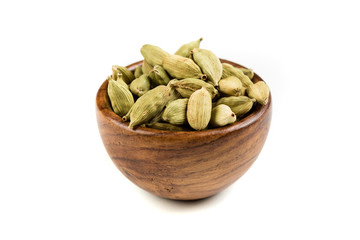 Pile of cardamom pods isolated on a white background