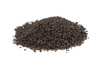 Dried basil seeds isolated on a white background