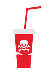 Obraz premium Drink in the red cup is dangerous to consumpt. Vector illustration.