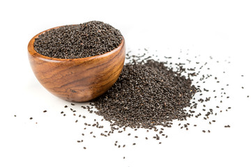 Dried basil seeds isolated on a white background