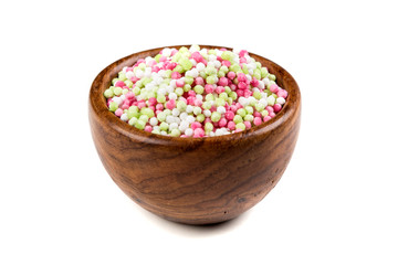 Multicolored tapioca pearls isolated on a white background