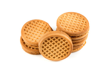 Stacks of cookies isolated on a white background