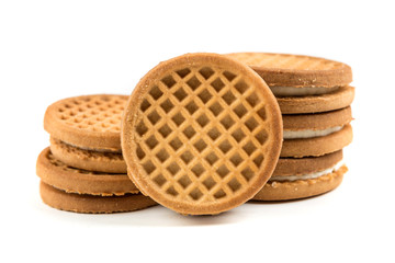 Stacks of cookies isolated on a white background