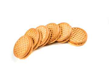 Stacks of cookies isolated on a white background