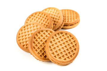 Stacks of cookies isolated on a white background