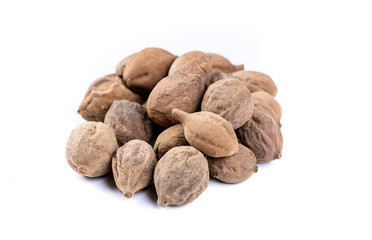 Pile of terminalia bellerica isolated on a white background