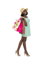 Woman walking with bags