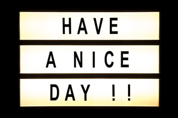 Have a nice day, text on lightbox