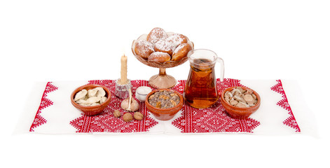 Traditional Christmas treat of the Slavs on Christmas eve. Slavic food kutia, uzvar, varenyky,...