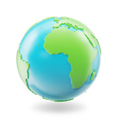 Earth globe isolated on white background. Globe planet Earth icon, 3D illustration