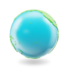Earth globe isolated on white background. Globe planet Earth icon, 3D Rendring