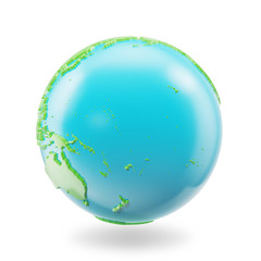 Earth globe isolated on white background. Globe planet Earth icon, 3D Rendring