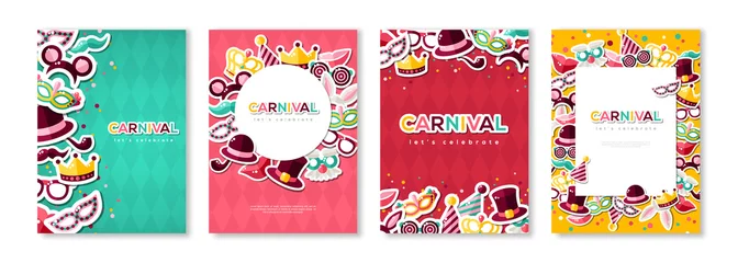 Deurstickers Carnival colorful posters set © kotoffei