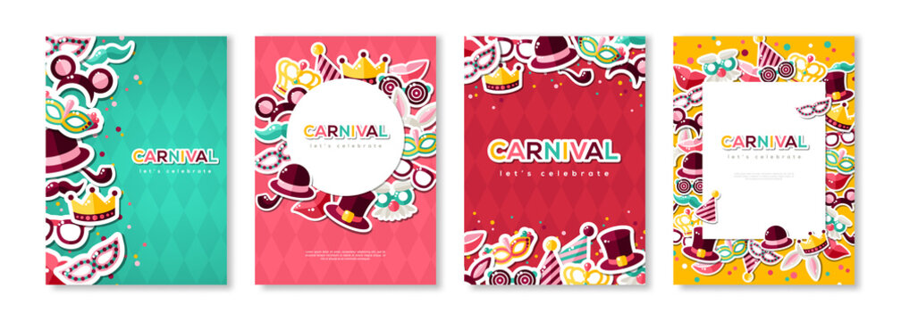 Carnival colorful posters set