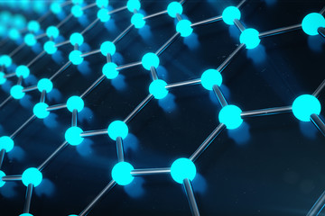 3D Rendering of Graphene atomic structure - nanotechnology background illustration.