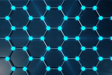 3D Rendering of Graphene atomic structure - nanotechnology background illustration.