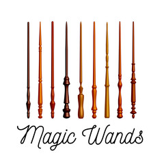 Set of wooden magic wands on white background. Vector © Maxim P