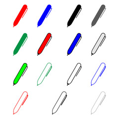 Pen red blue black grey color