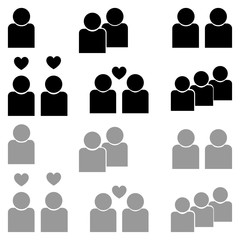 Human sociability set black and grey color