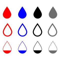 Drop set blood water oil and grey color drop