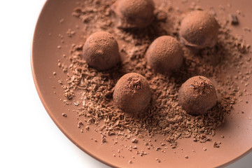 Homemade fresh energy truffles with cocao chocolate