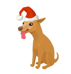 puppy in santa hat, stock vector