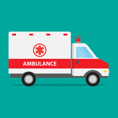 Ambulance car icon, flat design