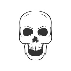 Hand drawn skulls. Blackicons on white background