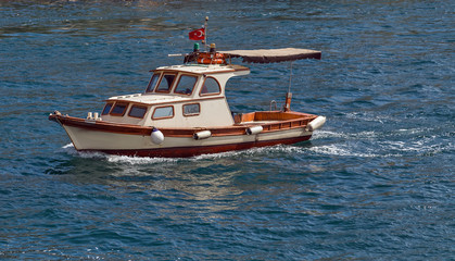 private motor boat on the Bosphorus strait, Sea