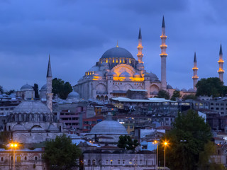 Fototapeta na wymiar Cityscape of the Old Town, Panoramic view of Golden Horn from Galata tower, Attractions Istanbul, Turkey