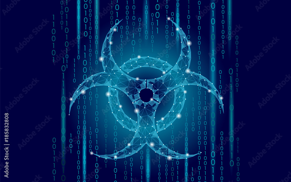 Aufkleber computer web virus attack danger. biohazard sign epidemia alert data information safety secure warni