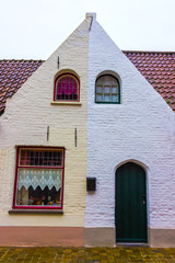 The evening shot of historic medieval building in Bruges, Belgium