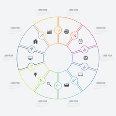 Infographics template 10 options with circle