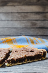 Homemade chocolate cake with walnuts
