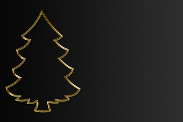 Fondo navideño negro con un pino dorado.