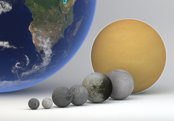 Saturn moons in size and Earth comparison © ordus