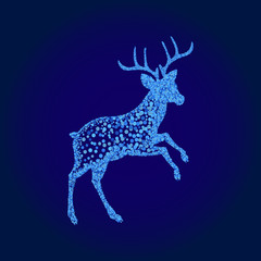 Blue sequins, deer. Splashes of shiny particles. decorative element with bright drops. Vector illustration.