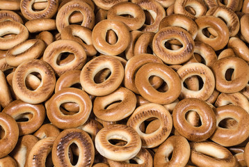 Small baked bagels background