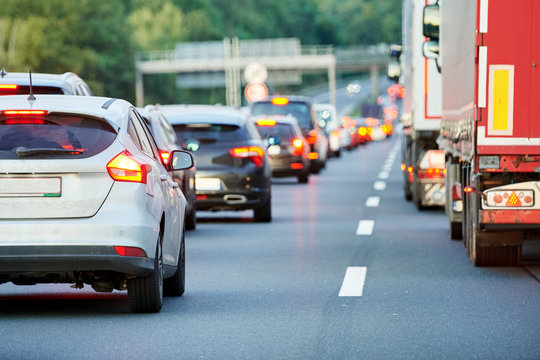 traffic jam or collapse on autostrada motorway road