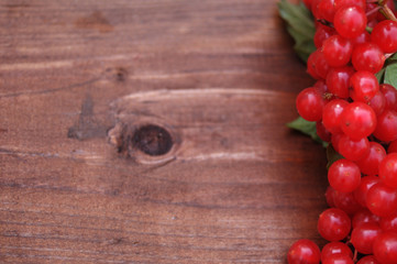 Obraz na płótnie Canvas red viburnum on a wooden table