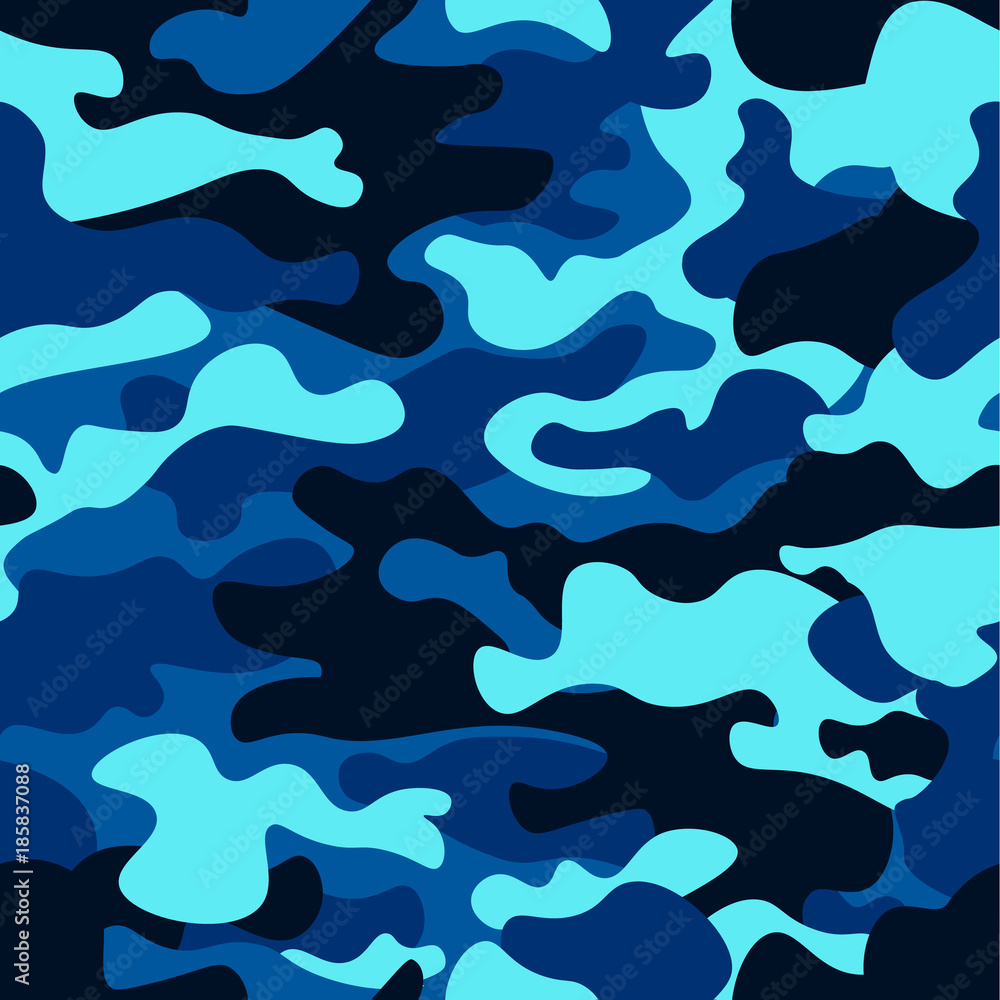 Canvas Prints Camouflage seamless color pattern. Army camo, for clothing background. Vector illustration. Sea water camouflage.Classic clothing style masking camo repeat print.