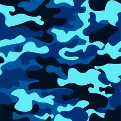 Fotobehang Camouflage Camouflage naadloze kleurenpatroon. Legercamo, voor kledingachtergrond. Vector illustratie. Zeewatercamouflage. Klassieke camouflageprint in kledingstijl.