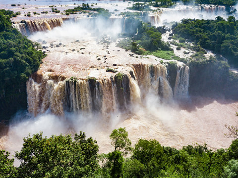Aerial view of the Iguacu Falls on the Argentine side.