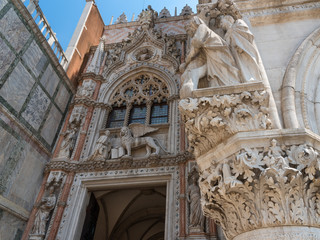Architectural details of the Basilica di San Marco (San Marco Cathedral), Venice, Italy. 