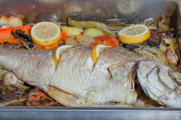 After a few minutes in the oven the Pagrus has already been cooked