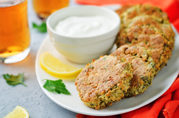 Baked Green peas Falafel with Greek yogurt sauce