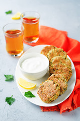 Baked Green peas Falafel with Greek yogurt sauce