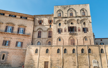 Wall of the Norman Royal Palace located in the oldest part of Palermo, Sicily.
